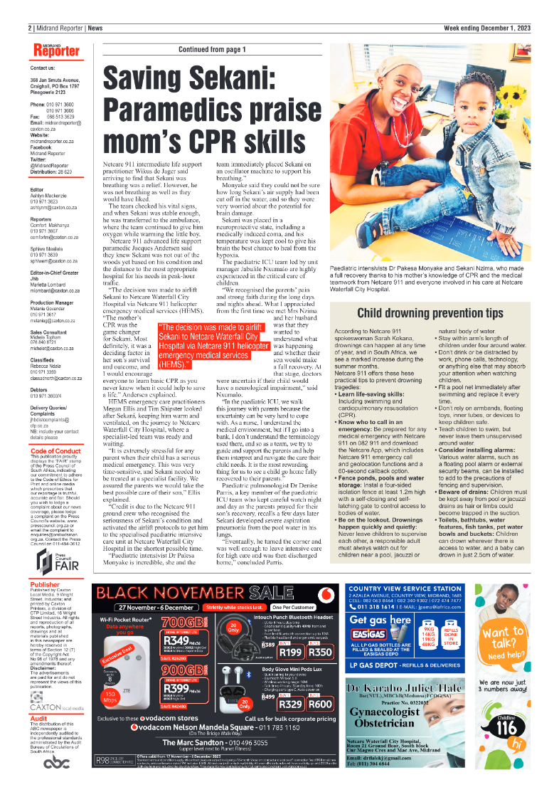 Midrand Reporter 1 December 2023 page 2