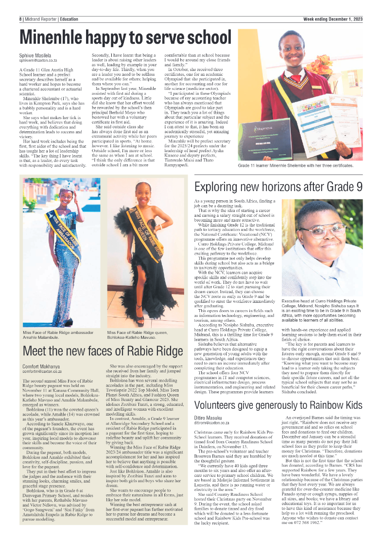 Midrand Reporter 1 December 2023 page 8