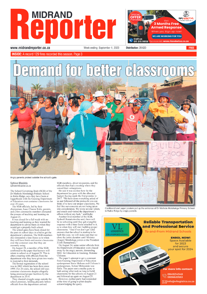 Midrand Reporter 1 September 2023 page 1