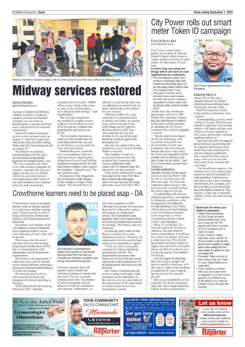 Midrand Reporter 1 September 2023 page 2