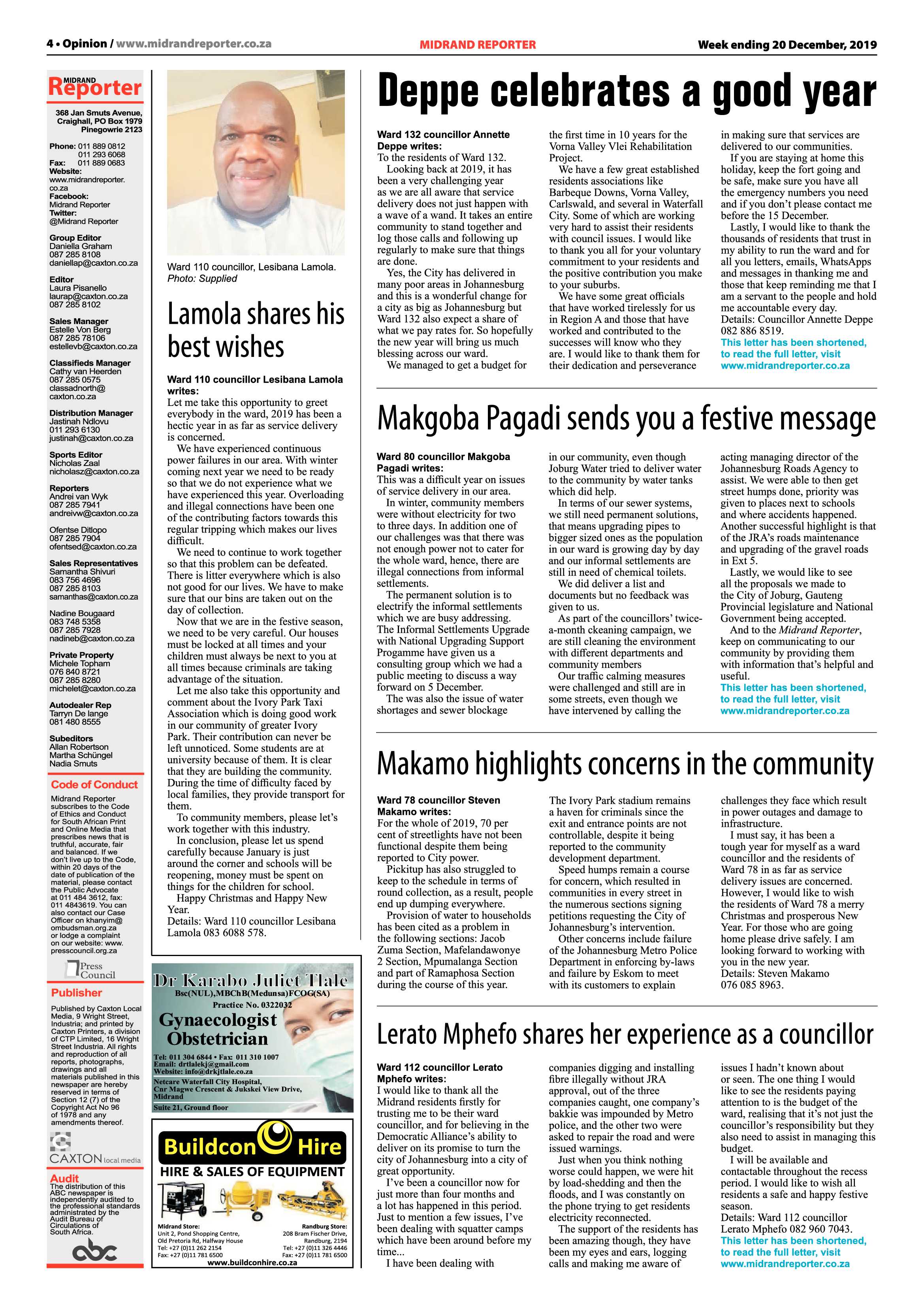 Midrand Reporter 20 December 2019 page 4