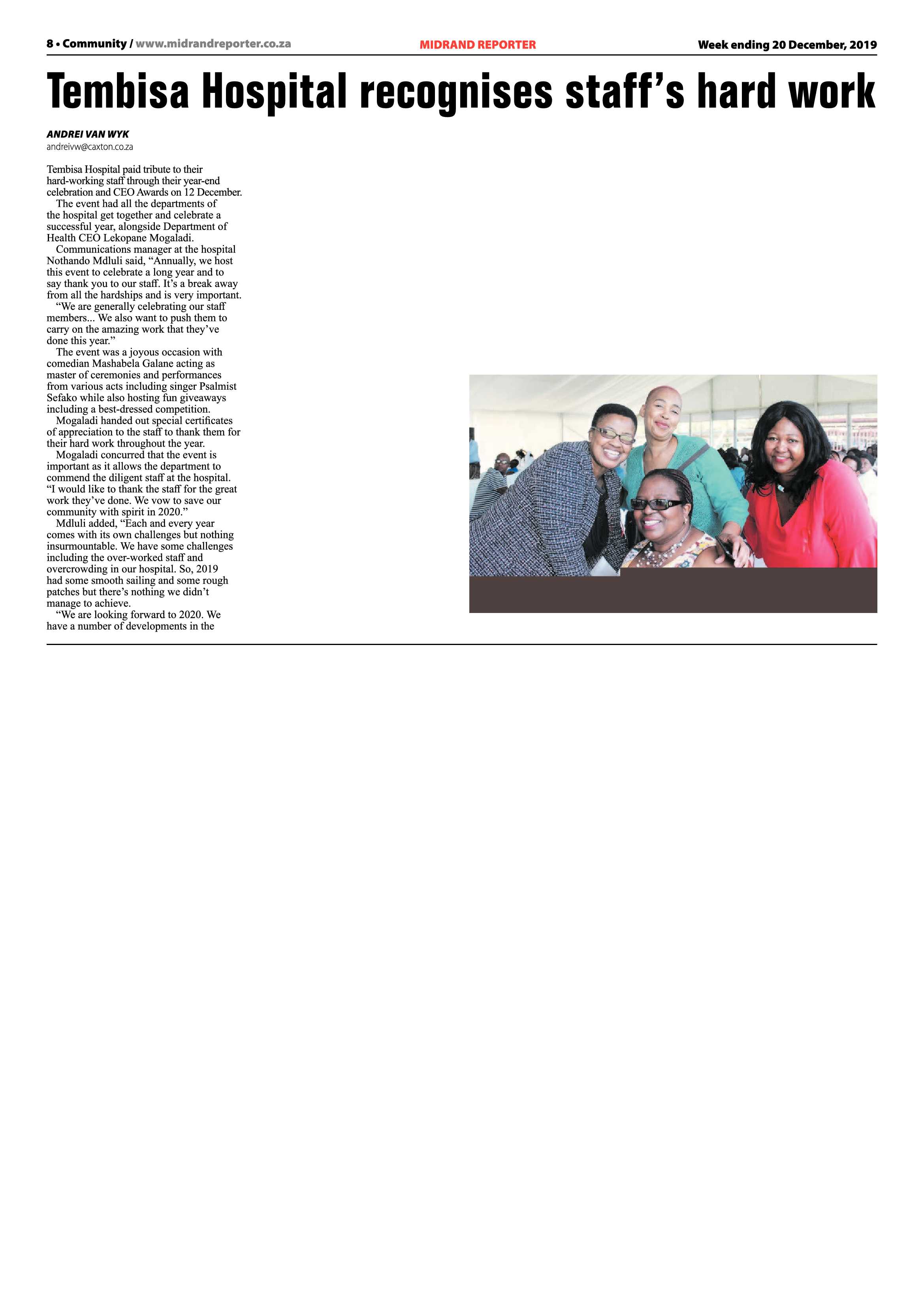Midrand Reporter 20 December 2019 page 8