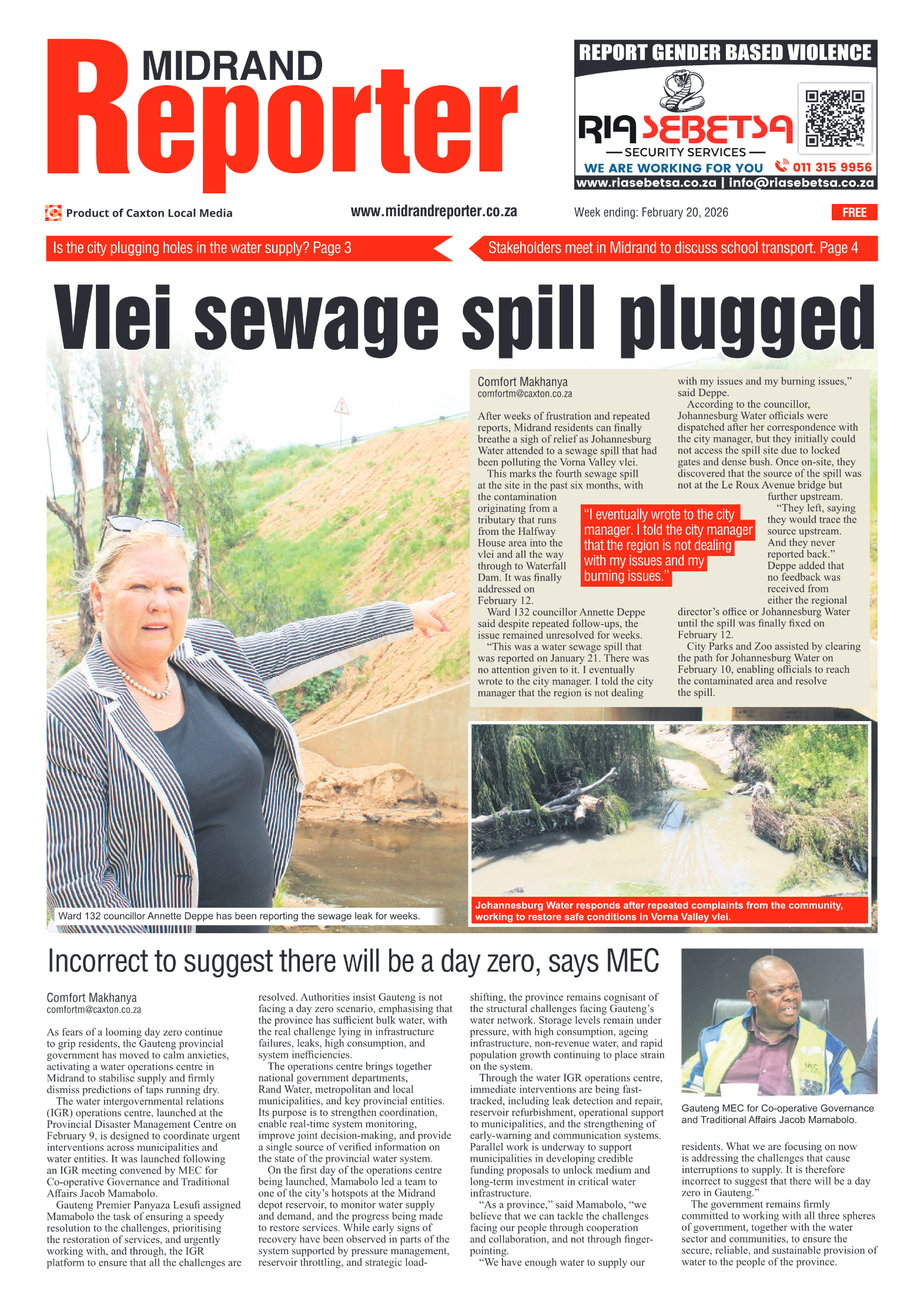 Midrand Reporter 20 February 2026 page 1