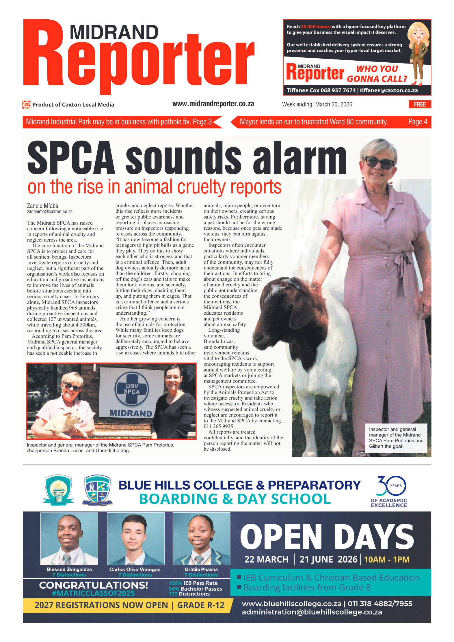 Midrand Reporter 20 March 2026 page 1