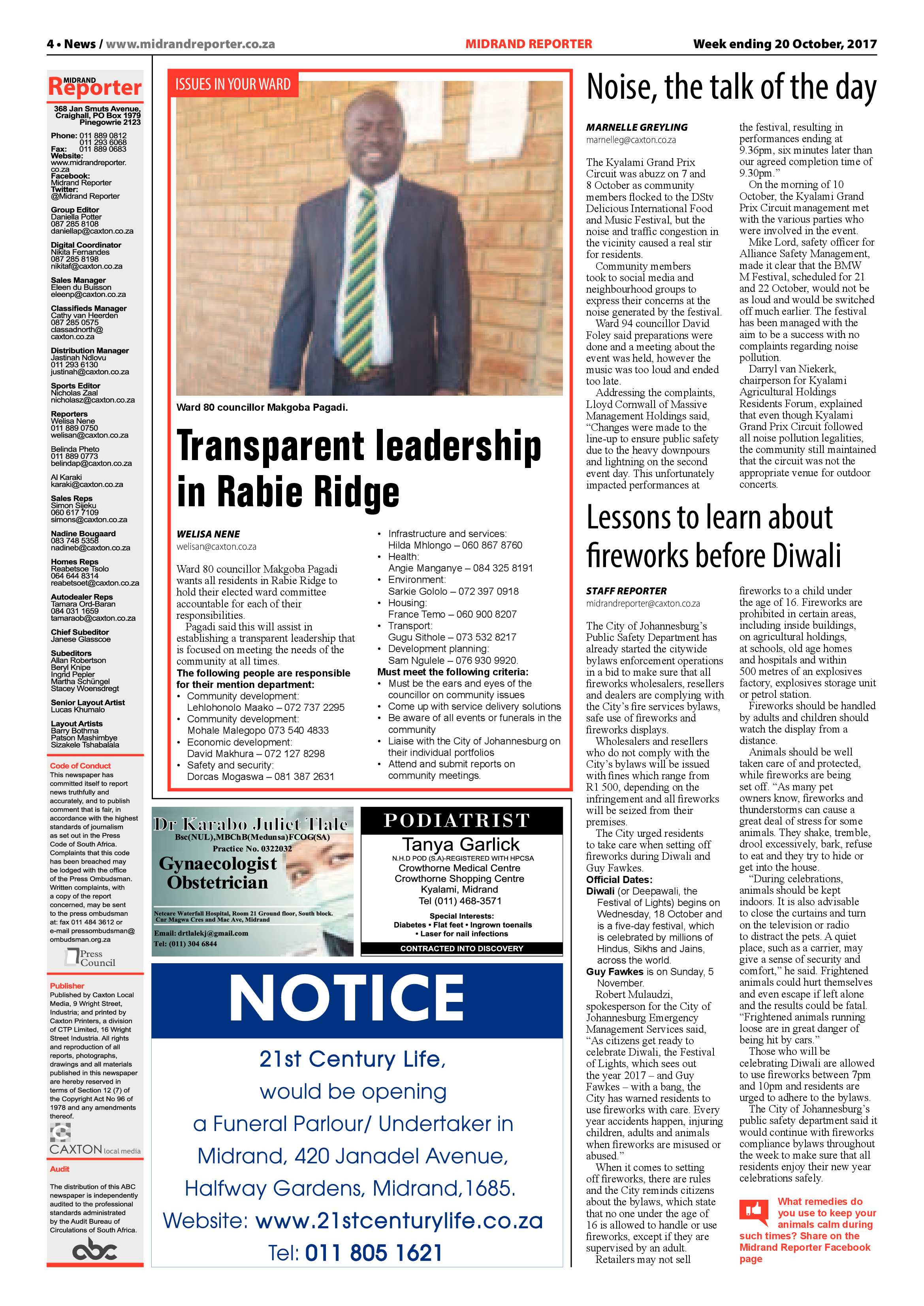 Midrand Reporter 20 October 2017 page 4