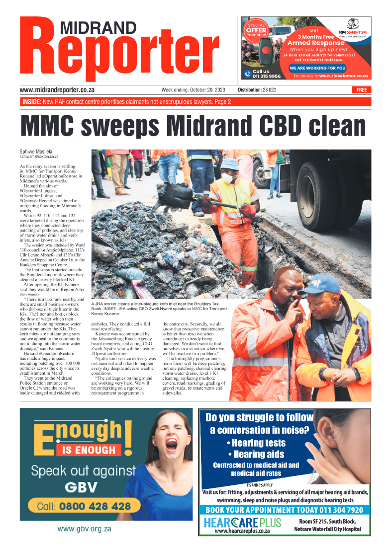 Midrand Reporter 20 October 2023 page 1
