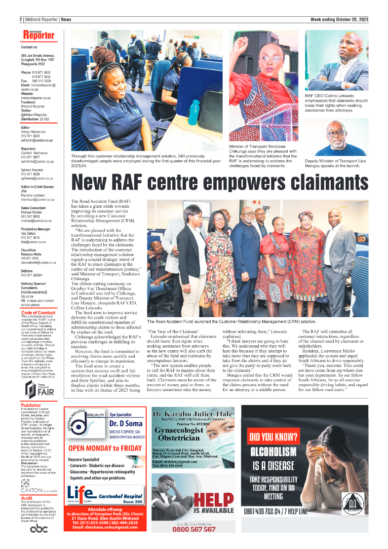 Midrand Reporter 20 October 2023 page 2