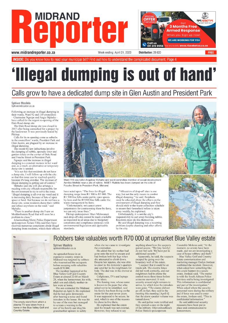 Midrand Reporter 21 April 2023 page 1