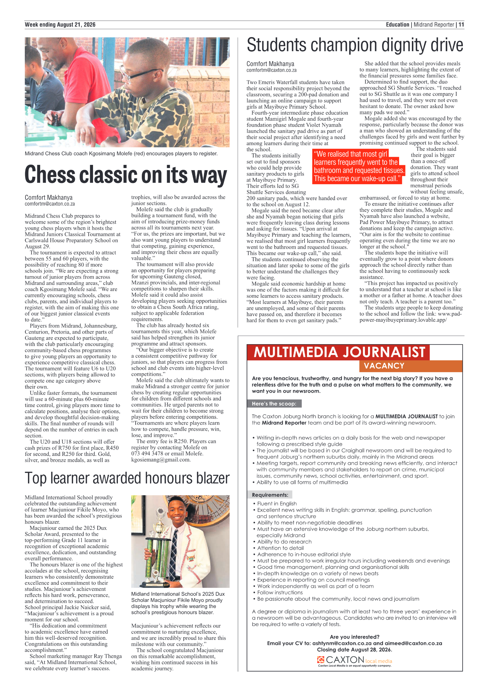 Midrand Reporter 21 August 2026 page 11