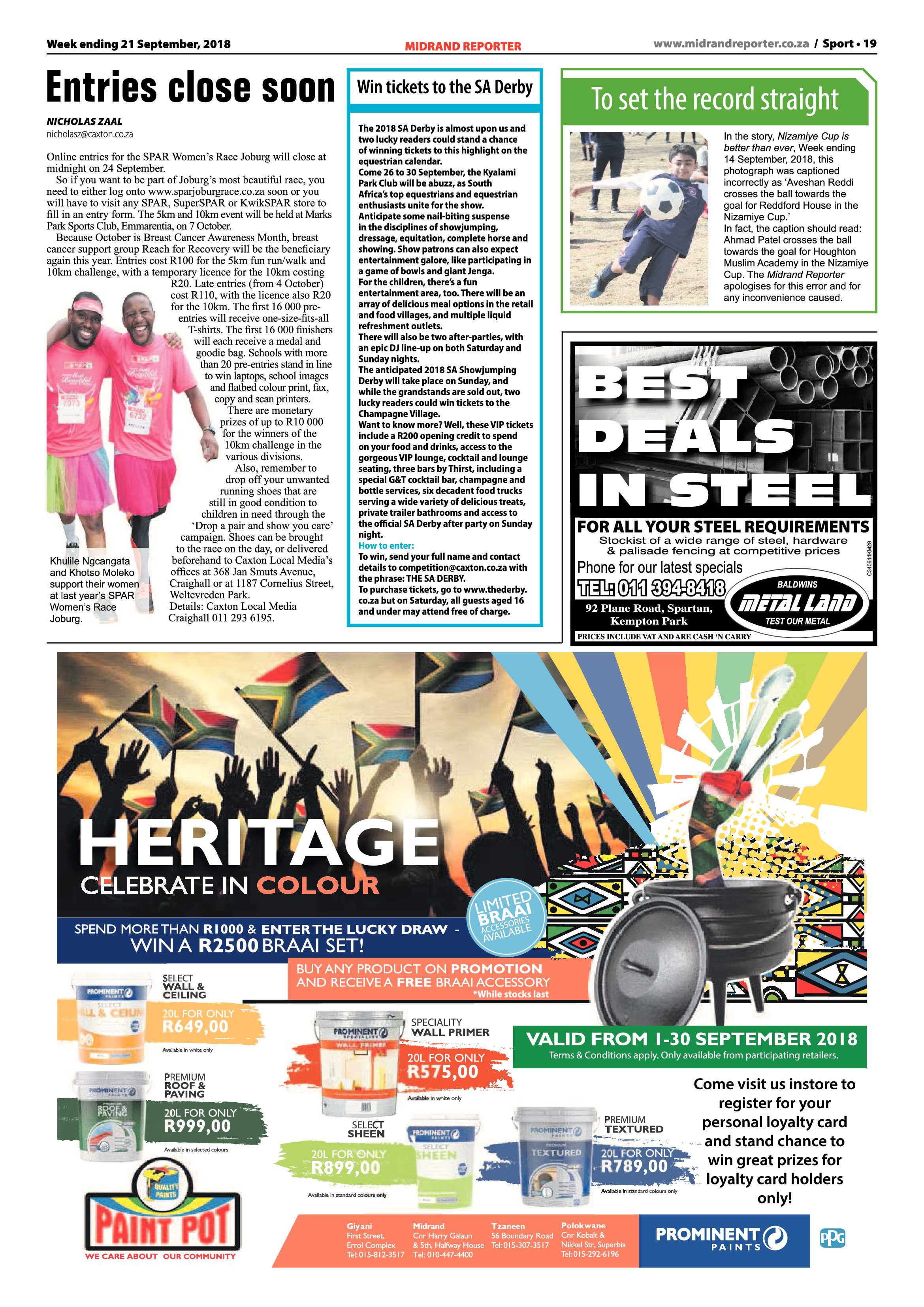 Midrand Reporter 21 September, 2018 page 19