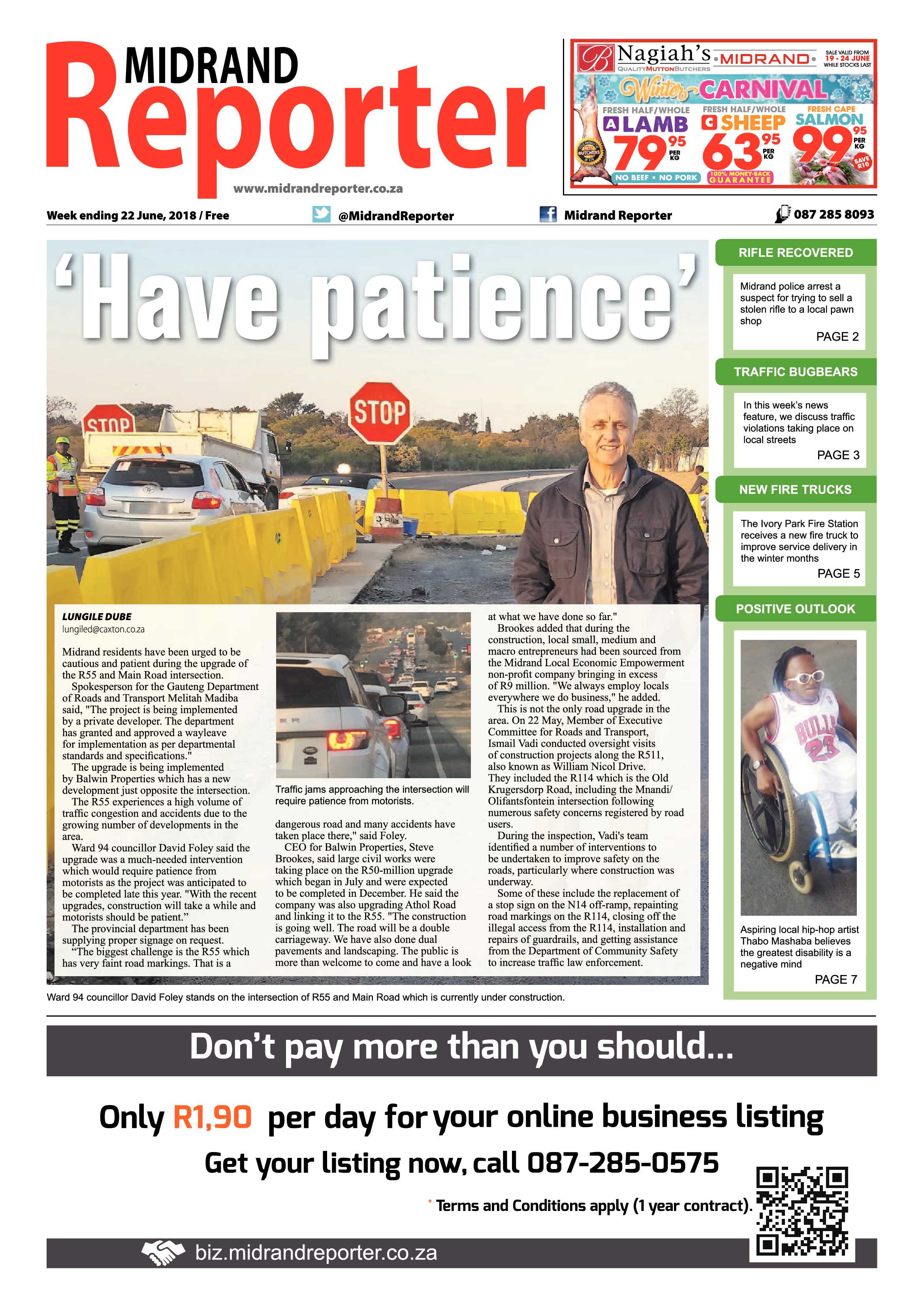 Midrand Reporter 22 June, 2018 page 1