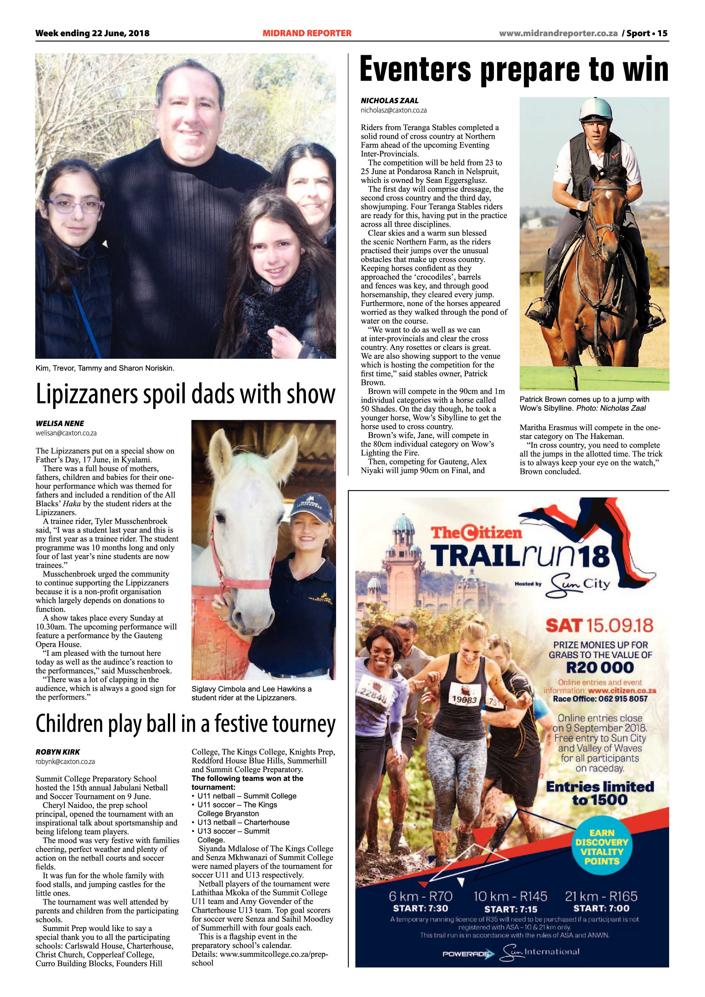 Midrand Reporter 22 June, 2018 page 15