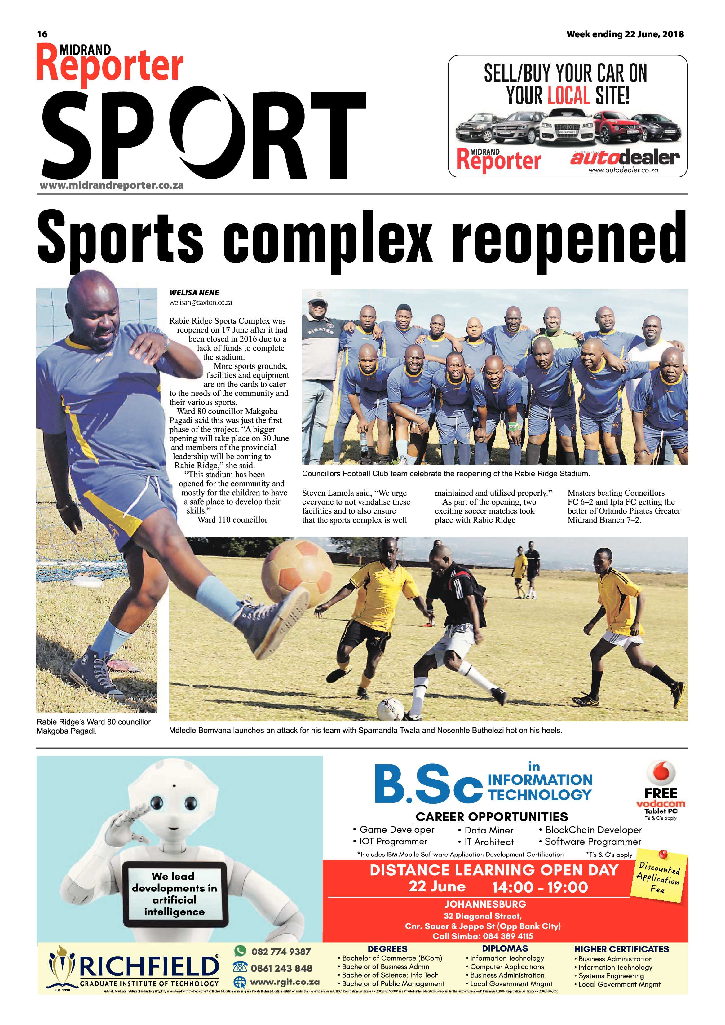 Midrand Reporter 22 June, 2018 page 16