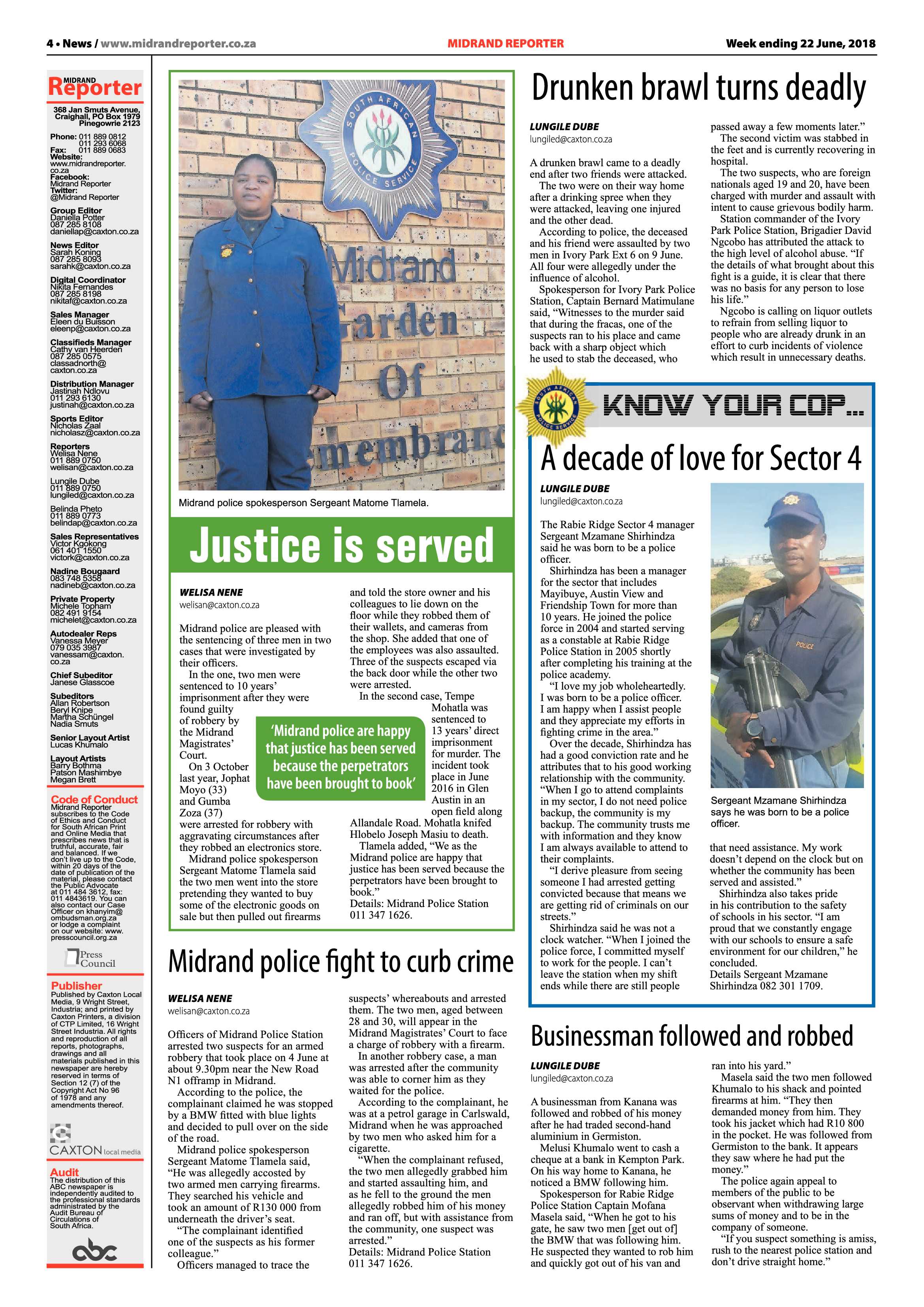 Midrand Reporter 22 June, 2018 page 4