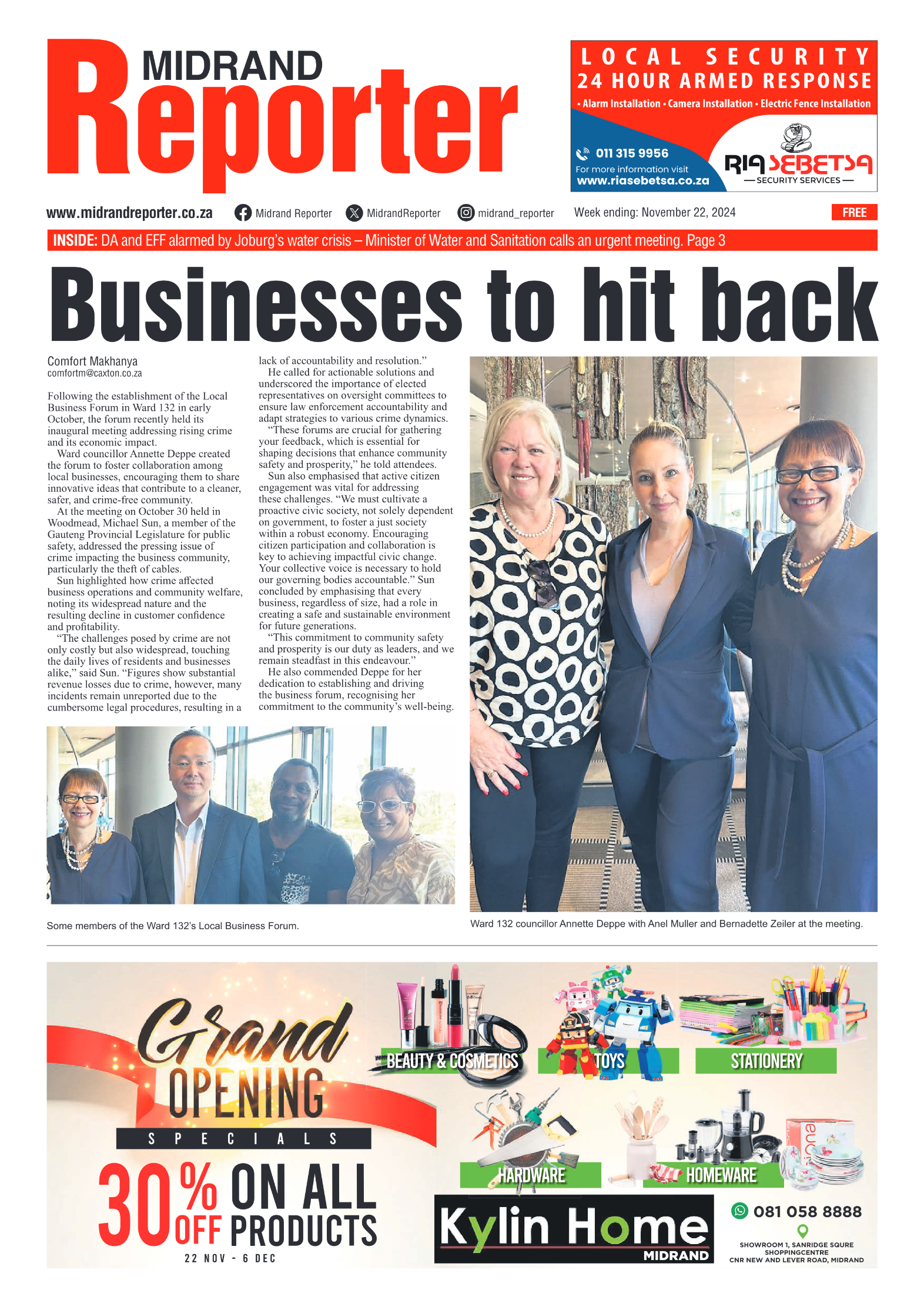 Midrand Reporter 22 November 2024 page 1