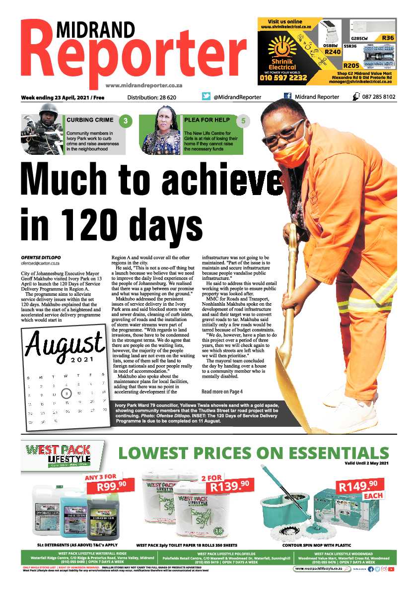 Midrand Reporter 23 April 2021 page 1