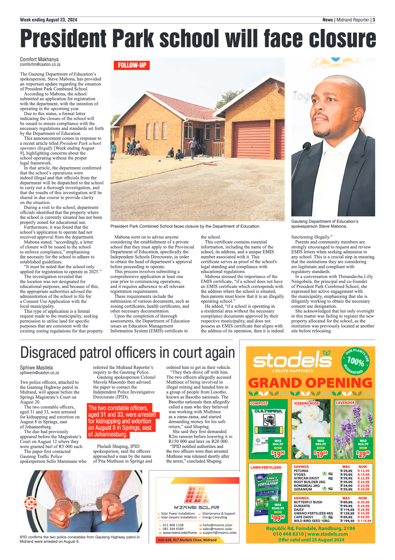 Midrand Reporter 23 August 2024 page 3