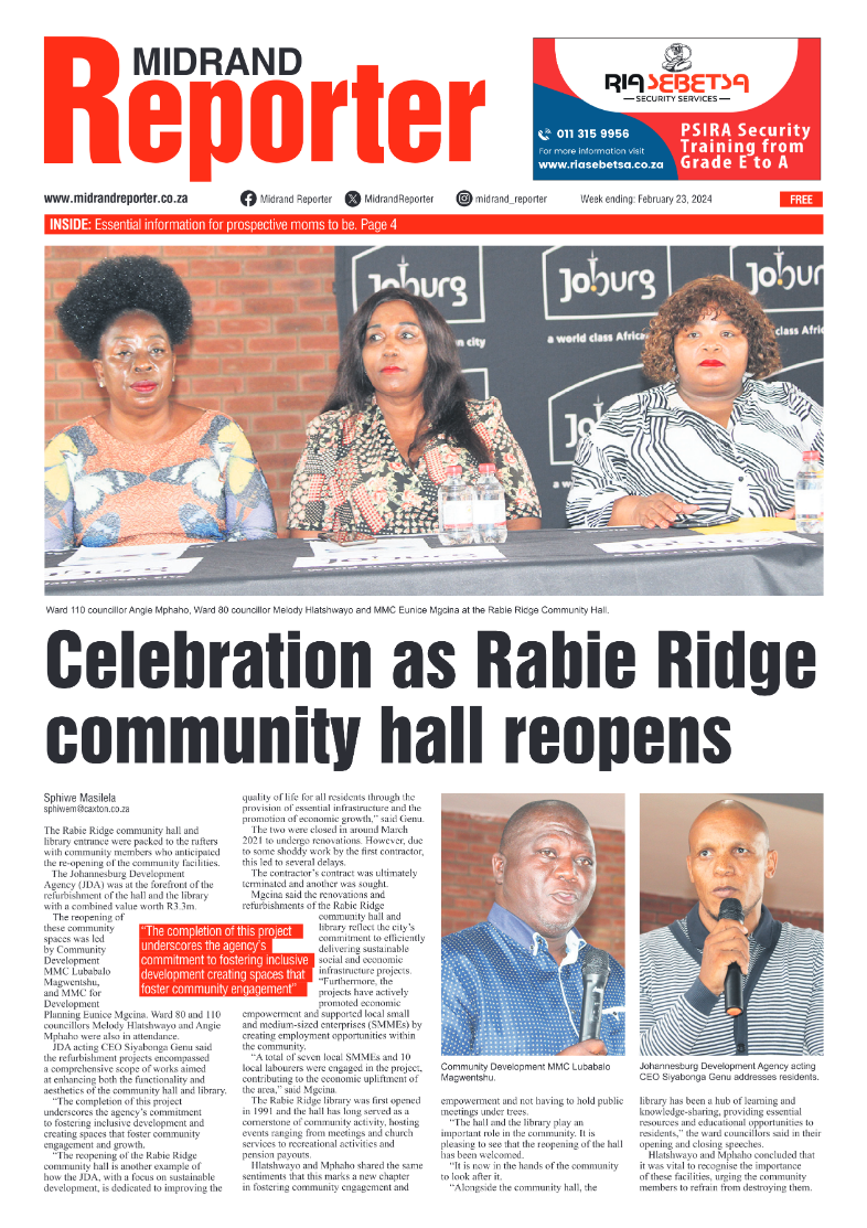 Midrand Reporter 23 Feburary 2024 page 1