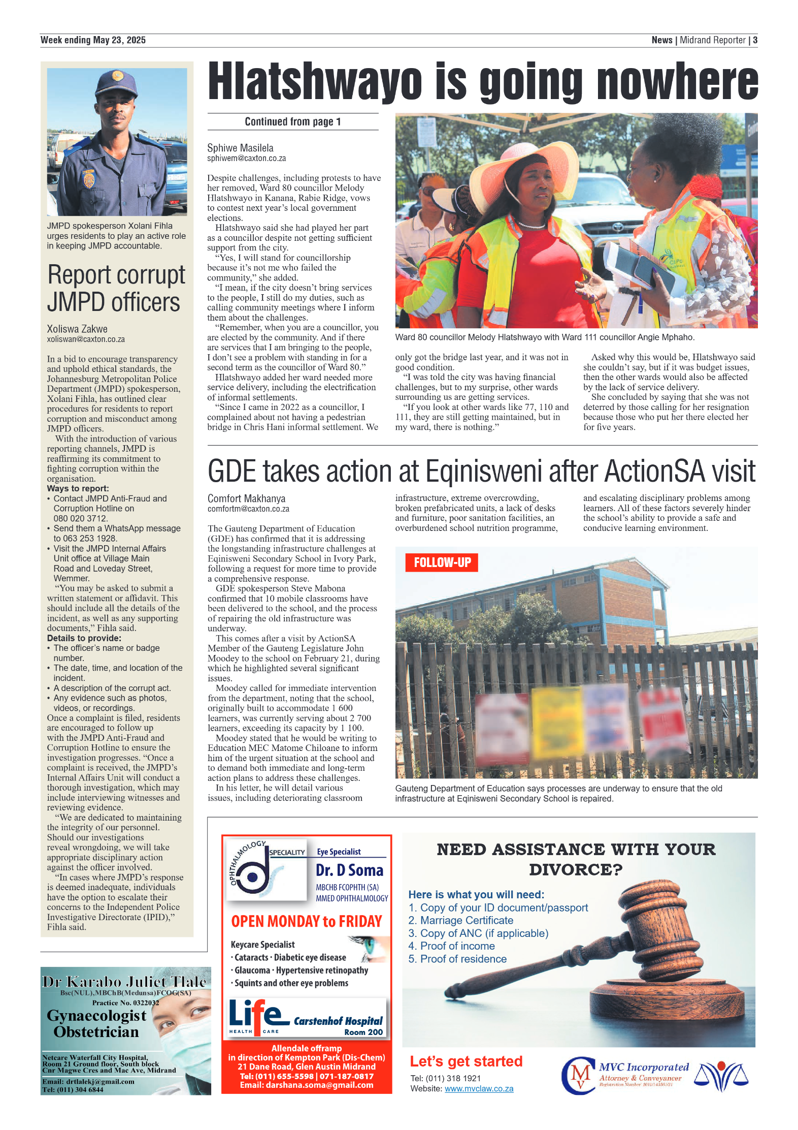 Midrand Reporter 23 May 2025 page 3