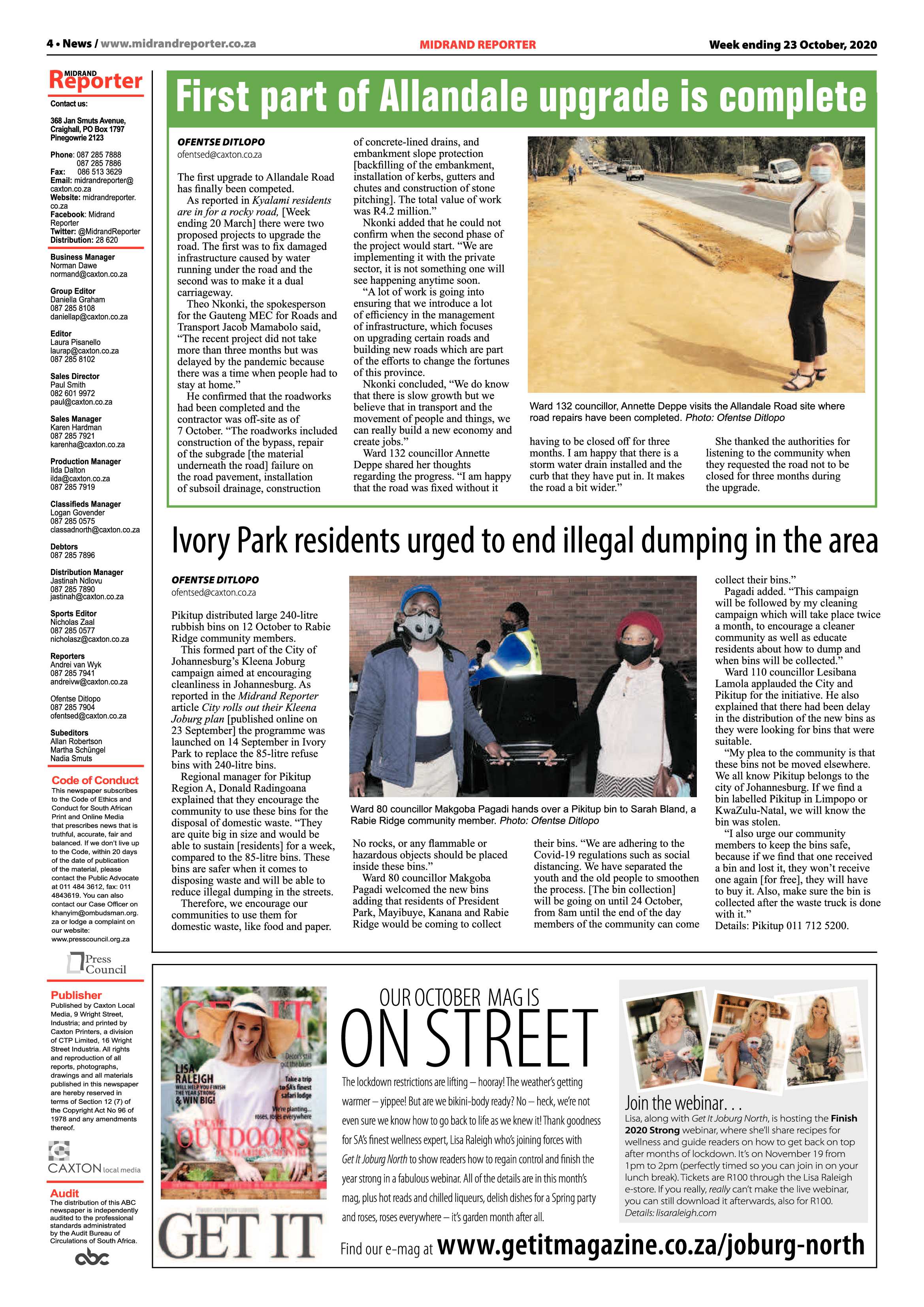 Midrand Reporter 23 October 2020 page 4