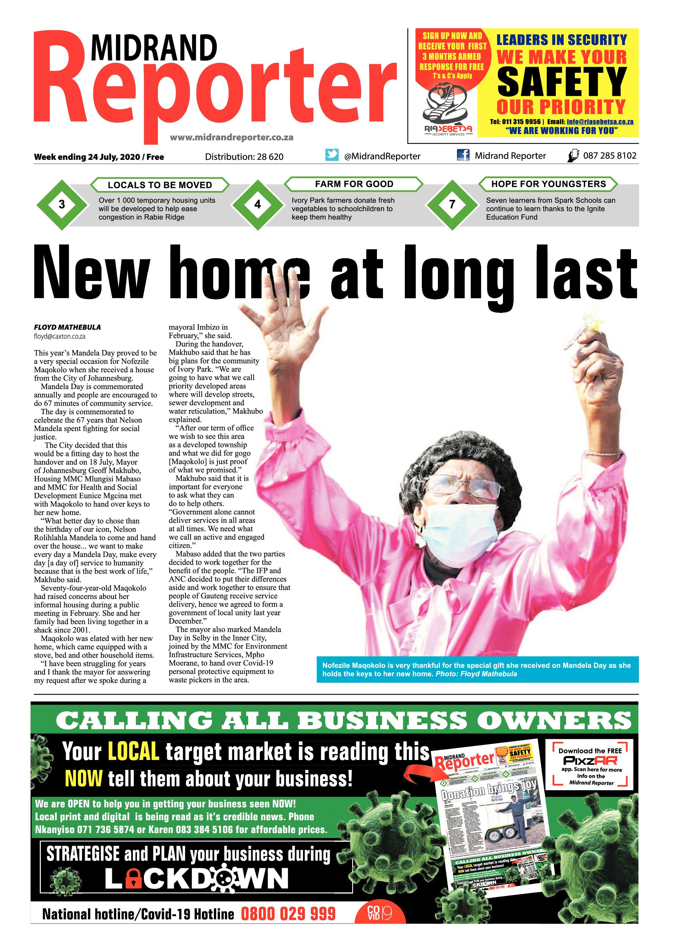 Midrand Reporter 24 July 2020 page 1