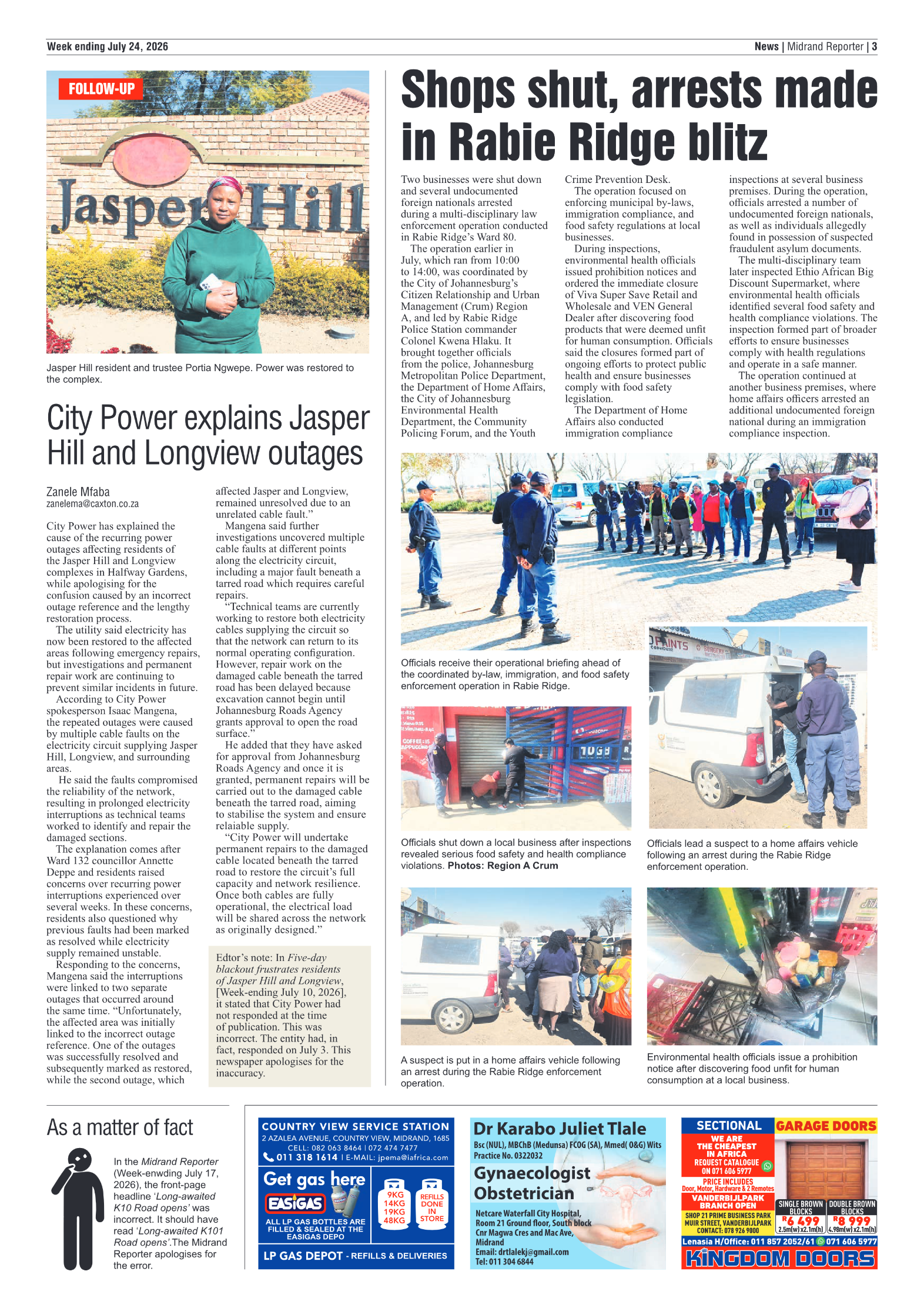 Midrand Reporter 24 July 2026 page 3