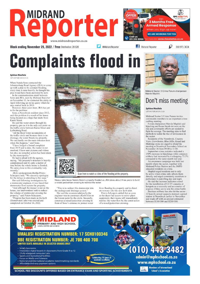 Midrand Reporter 25 Nov 2022 page 1