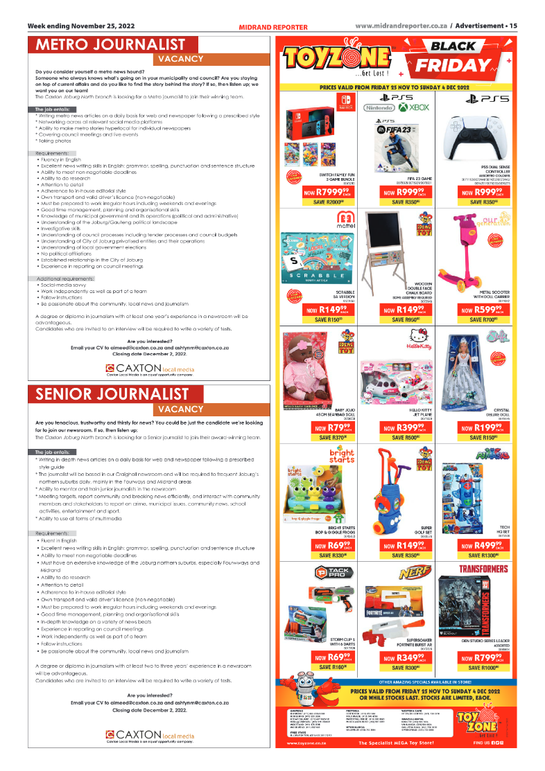 Midrand Reporter 25 Nov 2022 page 15