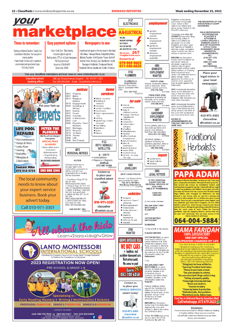 Midrand Reporter 25 Nov 2022 page 22