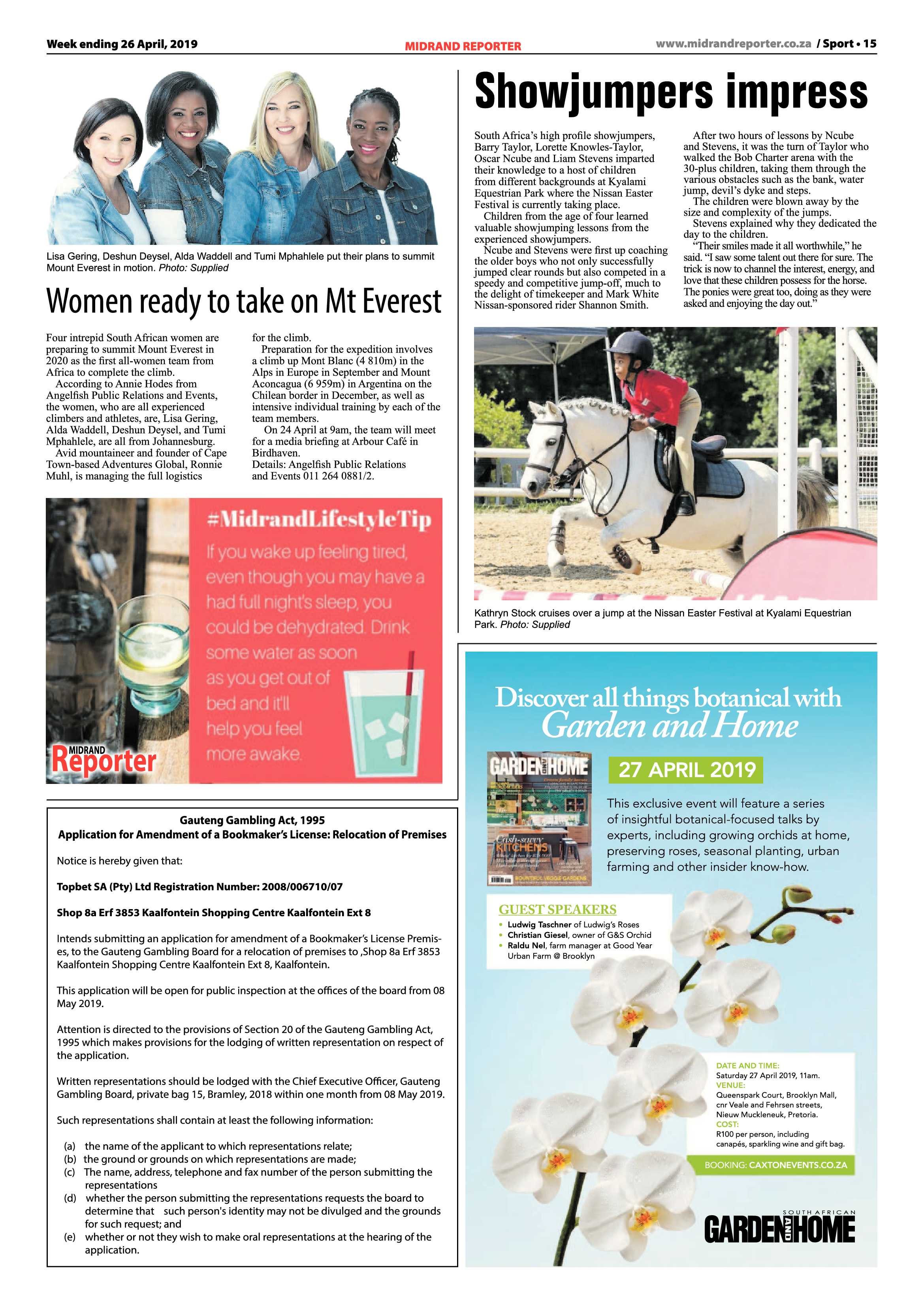 Midrand Reporter 26 April, 2019 page 15