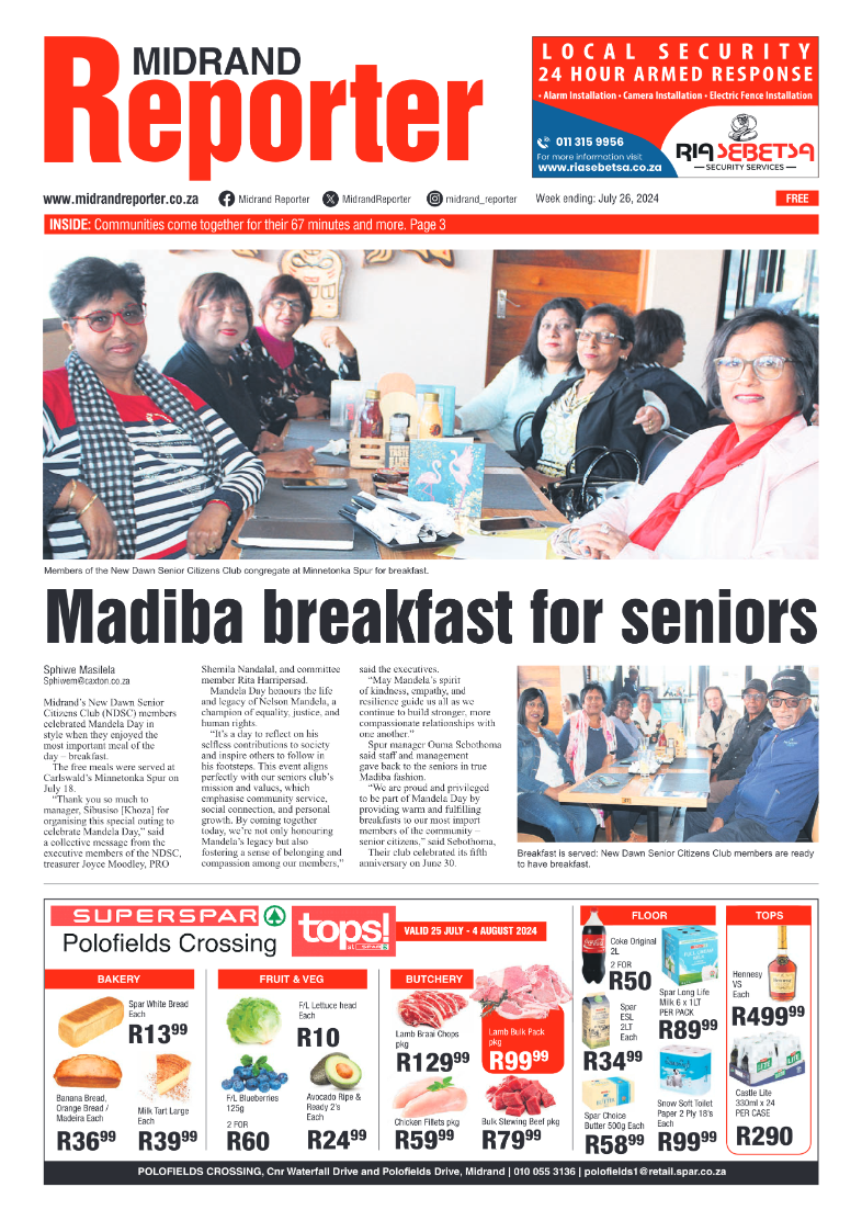 Midrand Reporter 26 July 2024 page 1