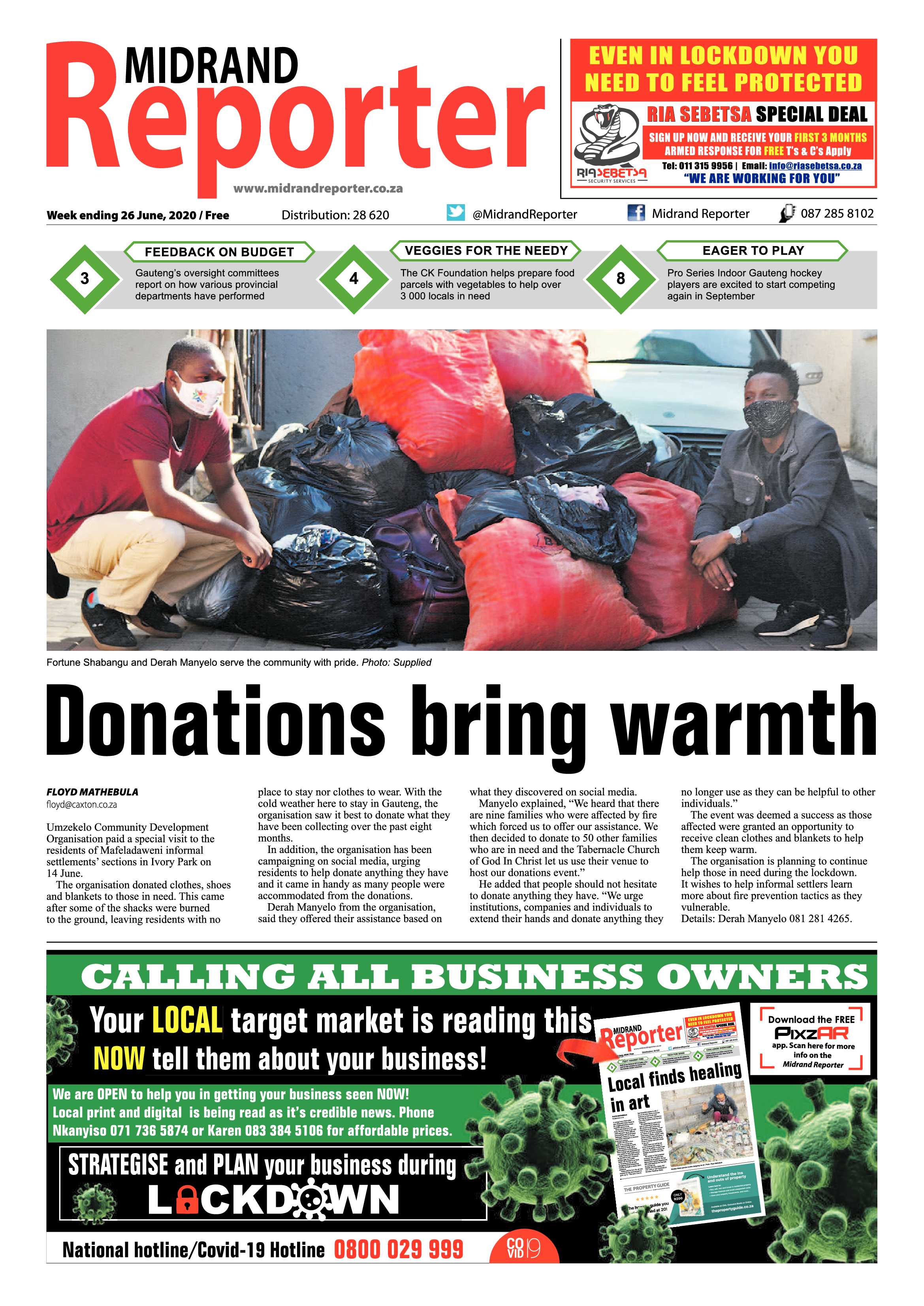 Midrand Reporter 26 June 2020 page 1