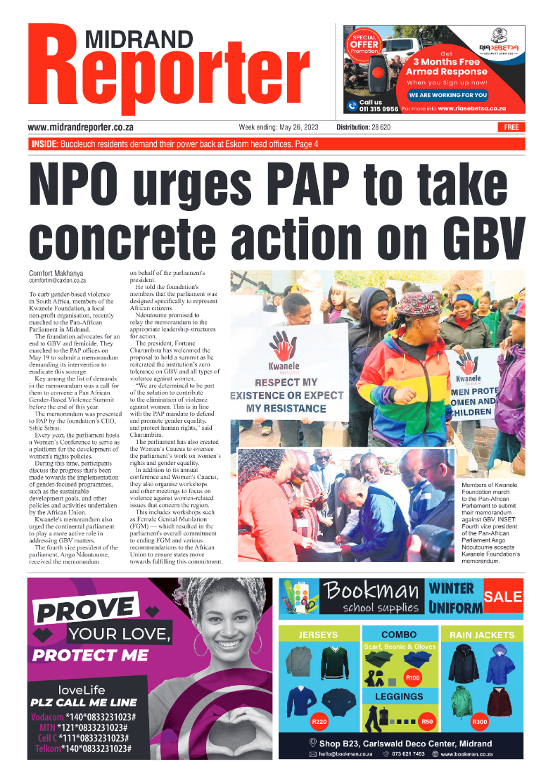 Midrand Reporter 26 May 2023 page 1