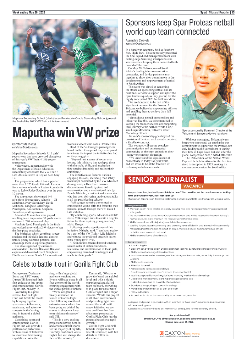 Midrand Reporter 26 May 2023 page 15