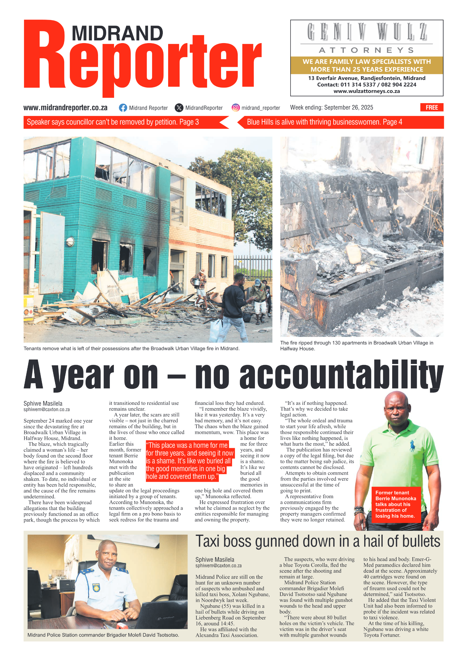 Midrand Reporter 26 September 2025 page 1