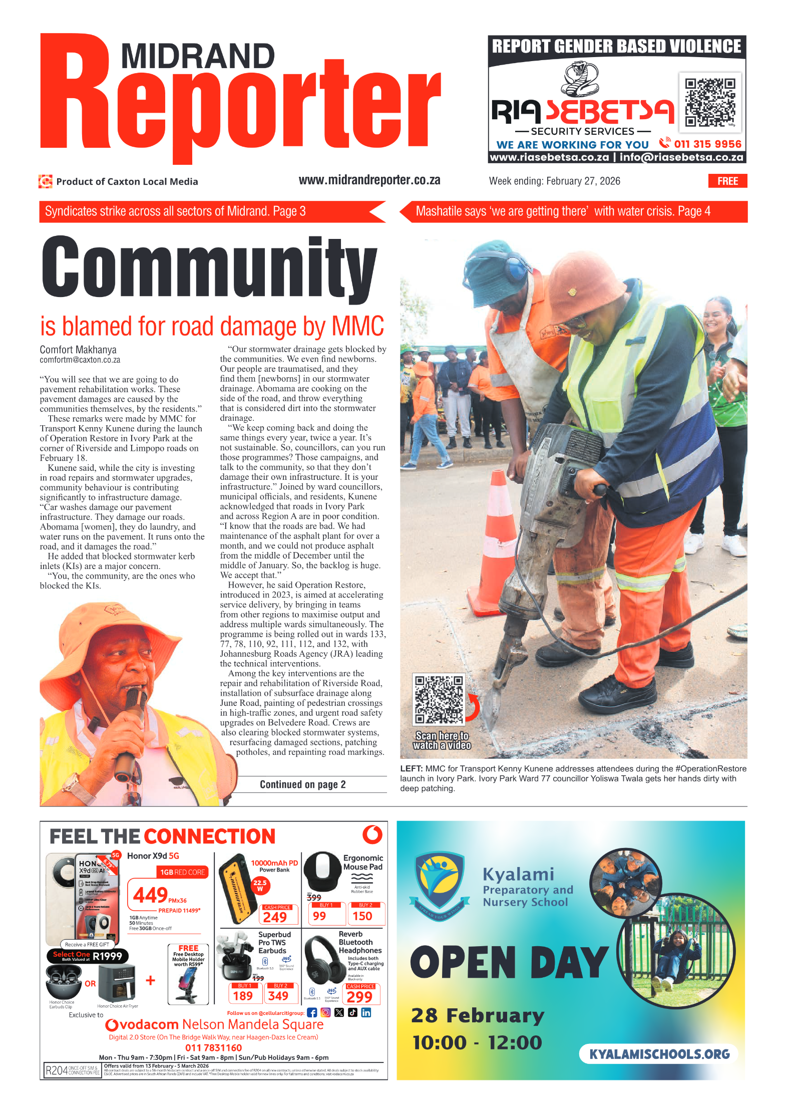 Midrand Reporter 27 February 2026 page 1