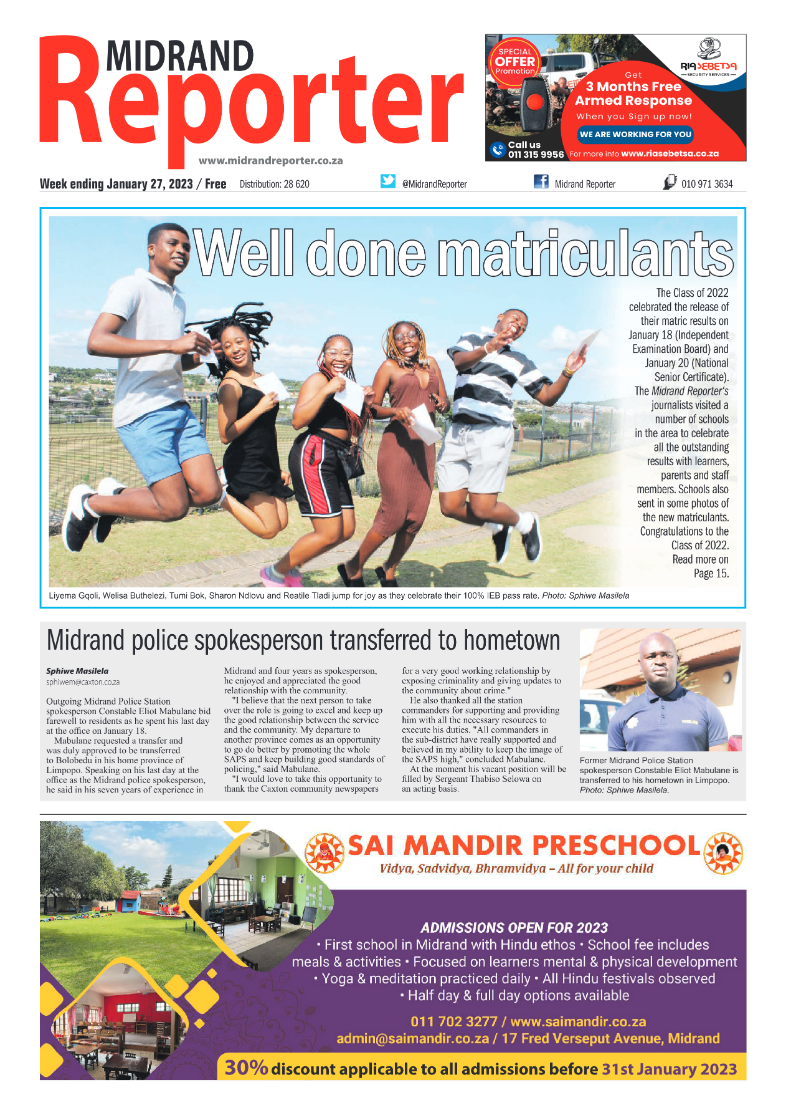 Midrand Reporter 27 Jan 2023 page 1