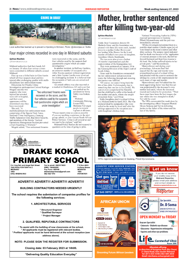 Midrand Reporter 27 Jan 2023 page 2