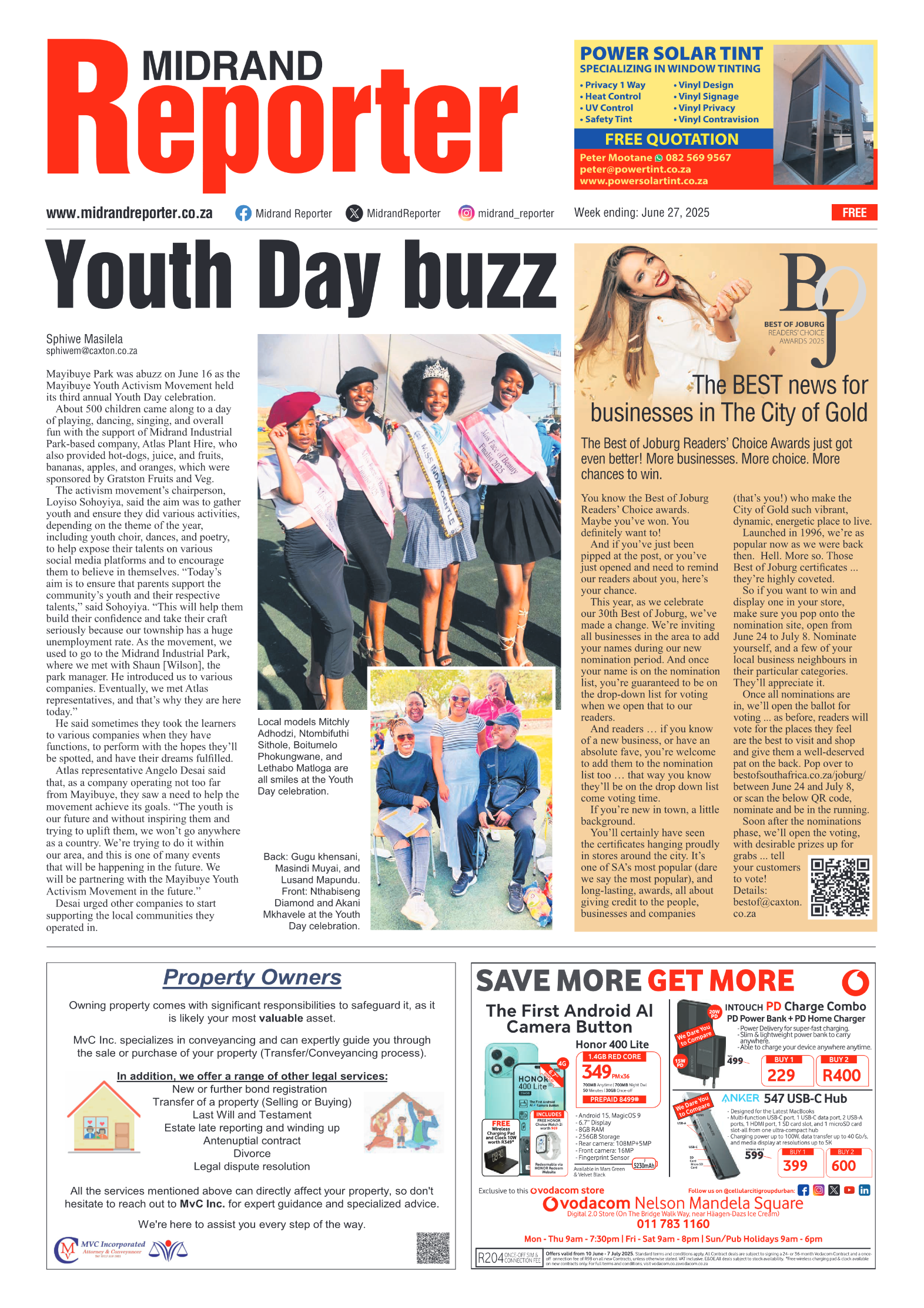 Midrand Reporter 27 June 2025 page 1