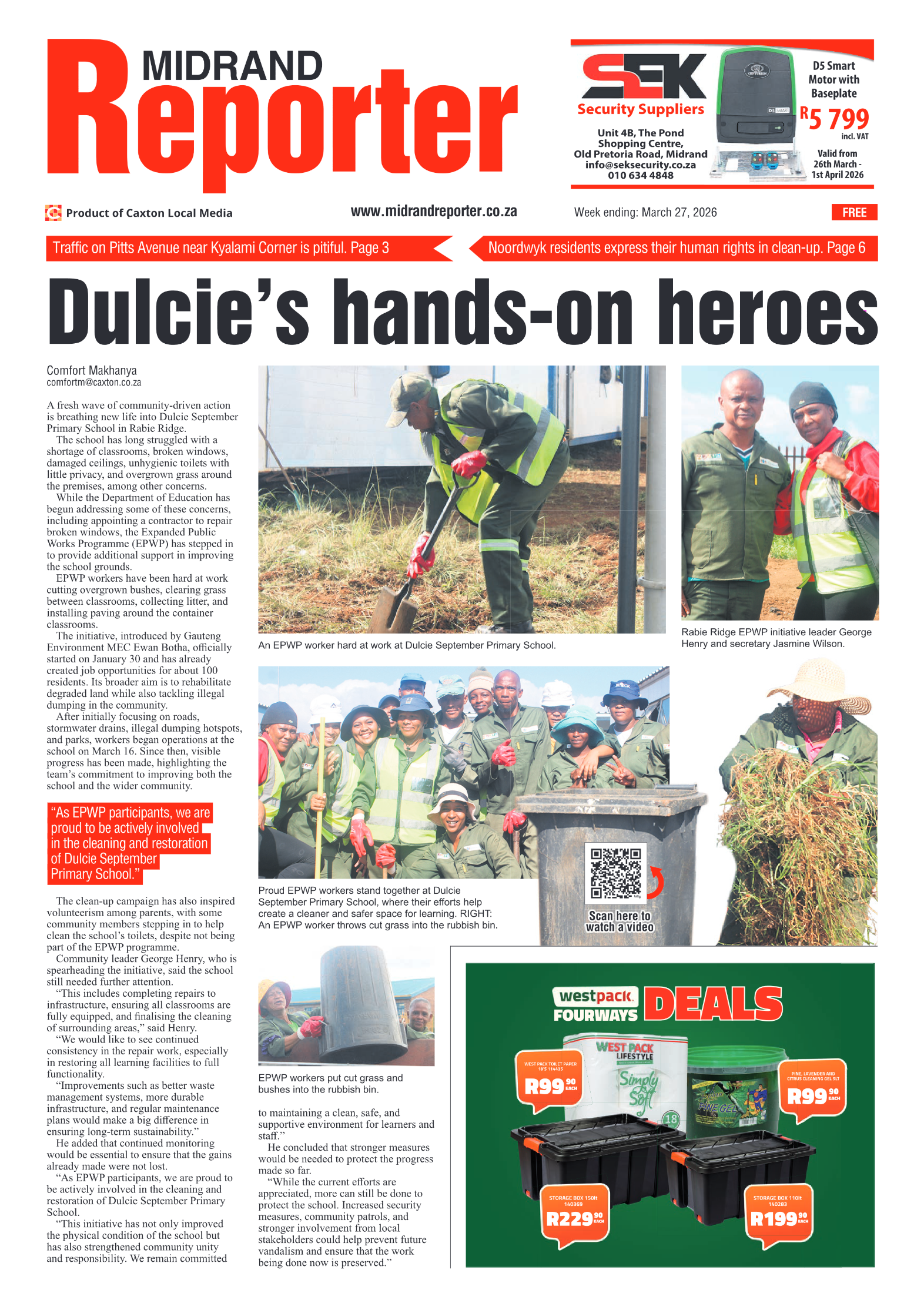 Midrand Reporter 27 March 2026 page 1