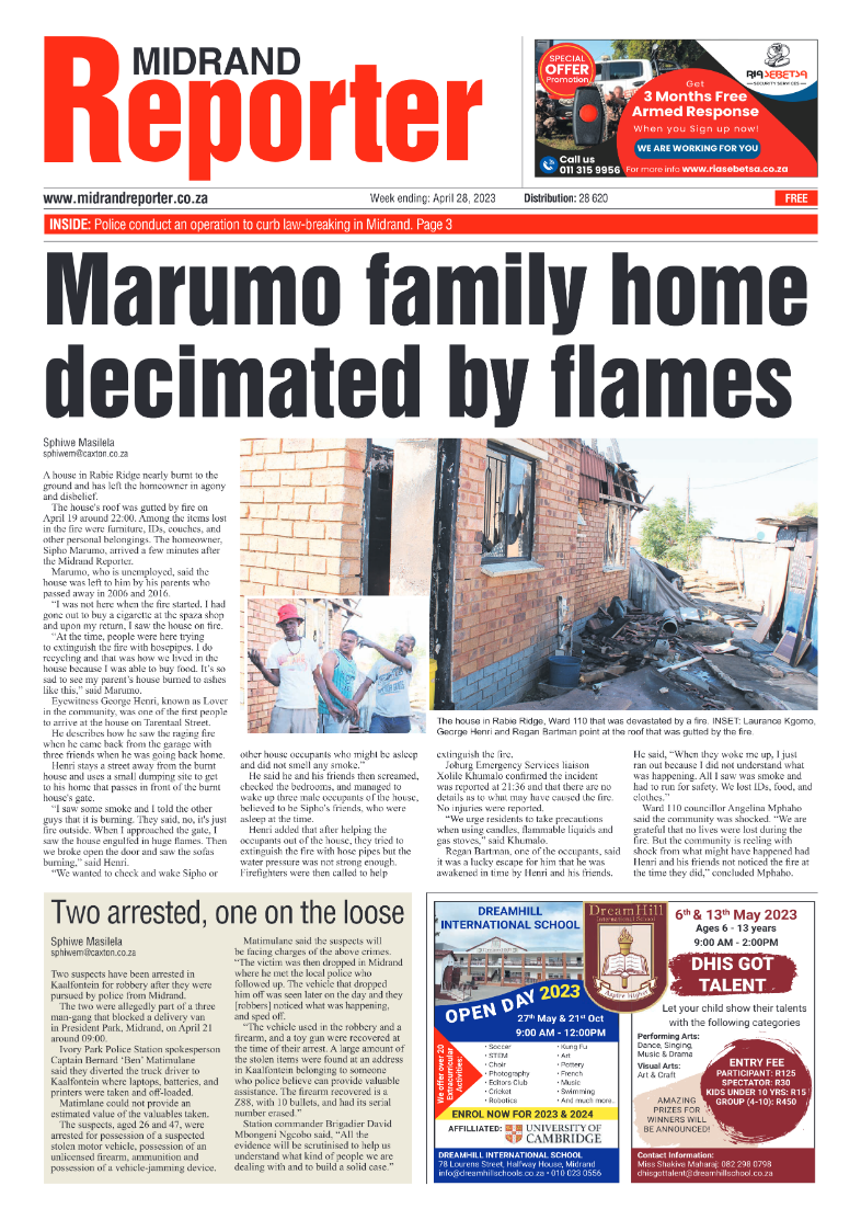 Midrand Reporter 28 April 2023 page 1