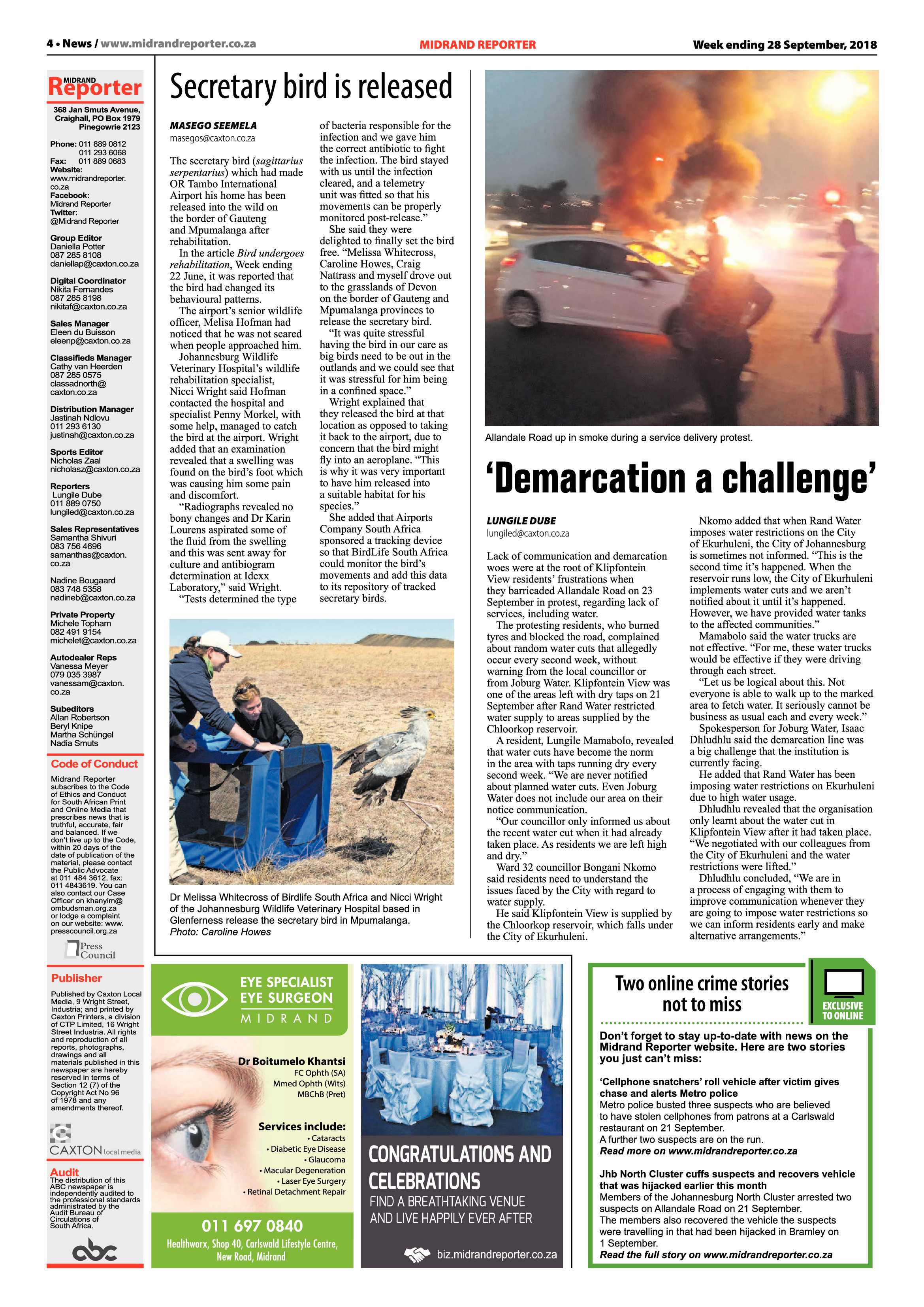 Midrand Reporter 28 September, 2018 page 4