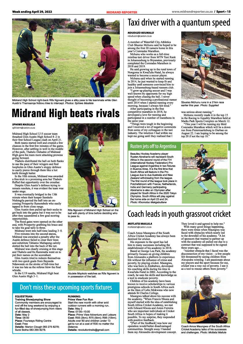 Midrand Reporter 29 April 2022 page 15