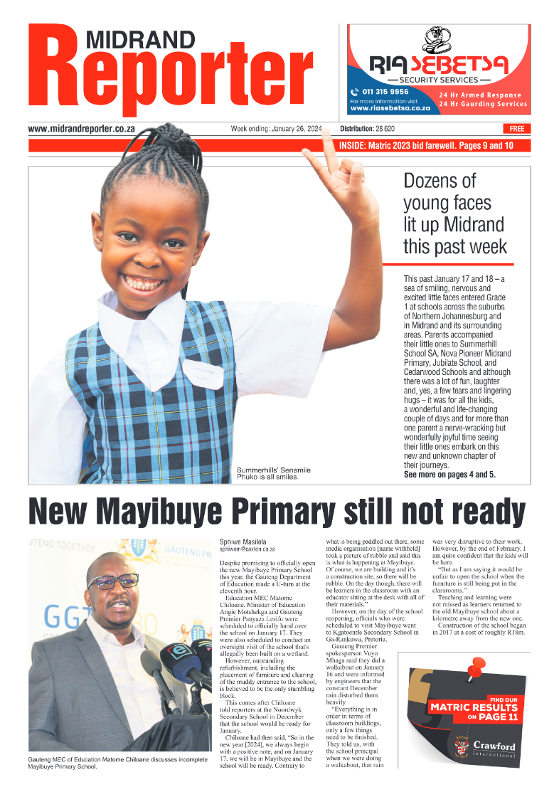 Midrand Reporter 29 January 2024 page 1