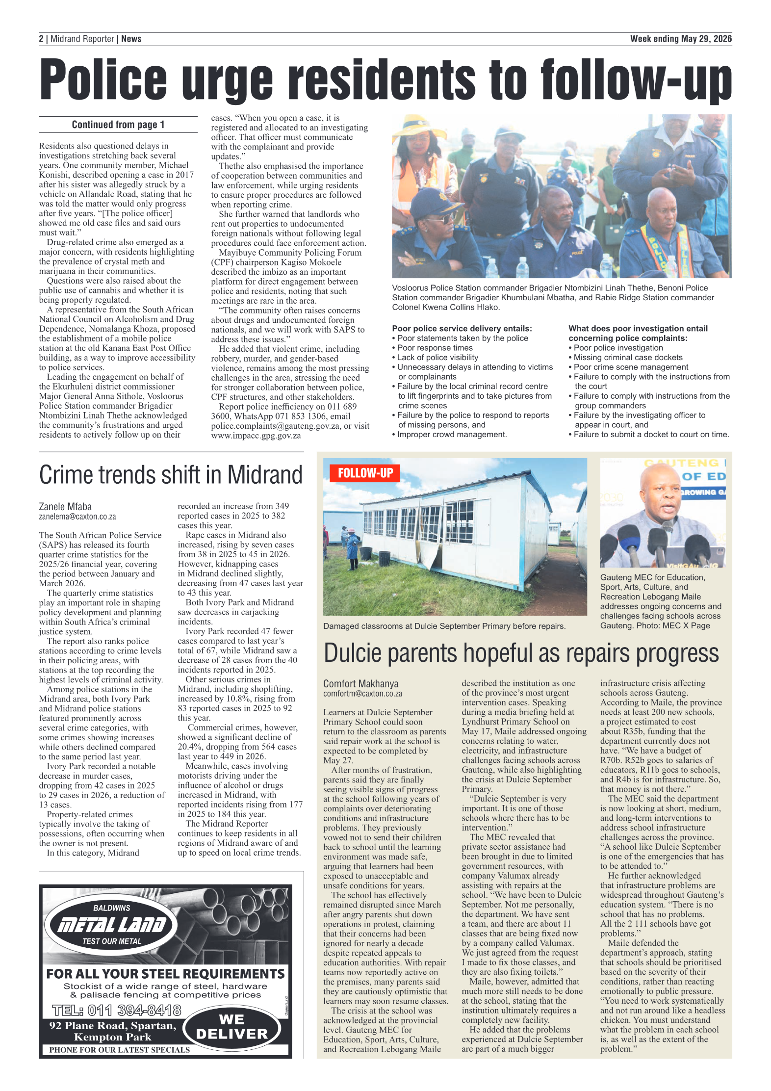 Midrand Reporter 29 May 2026 page 2