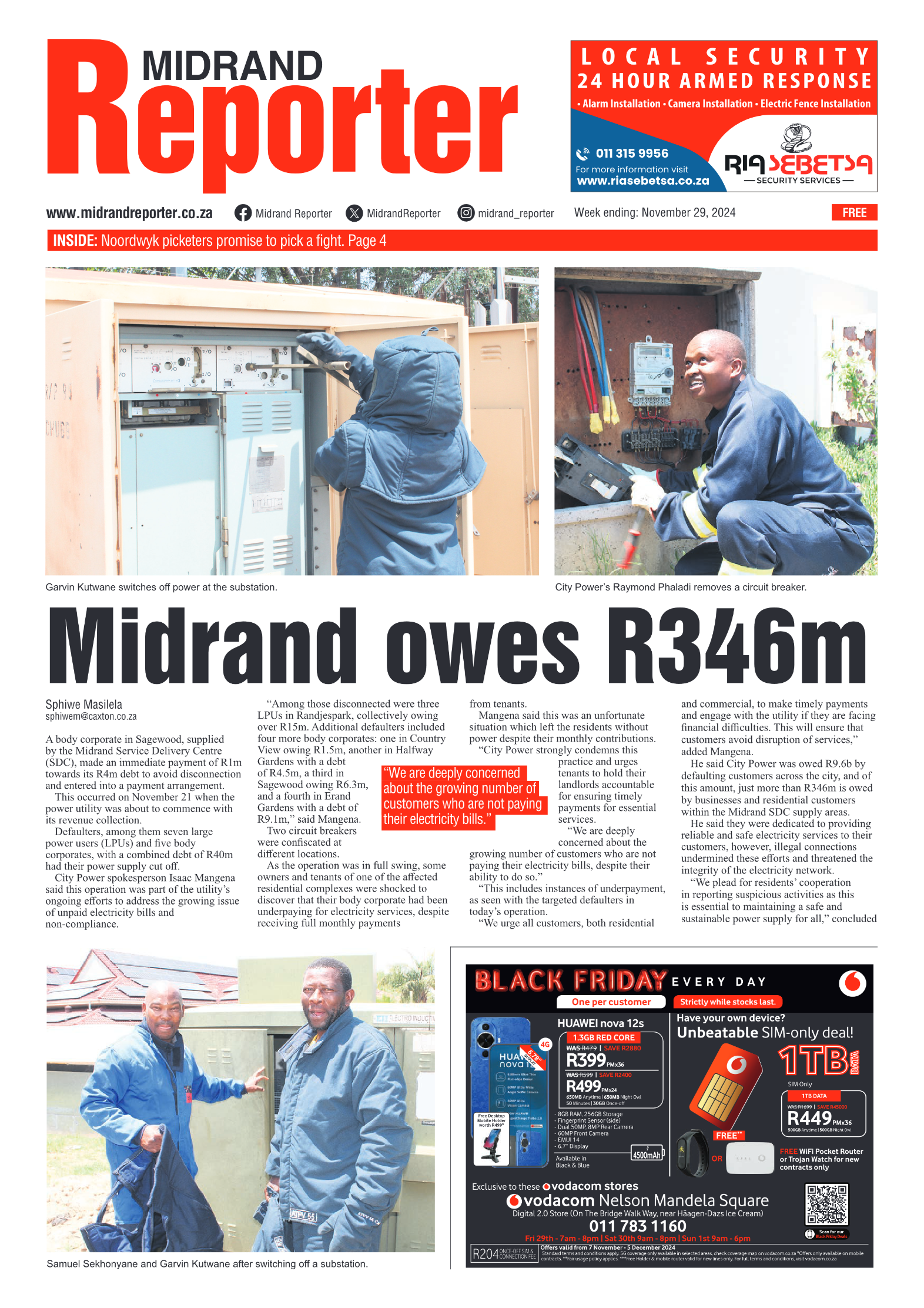 Midrand Reporter 29 November 2024 page 1