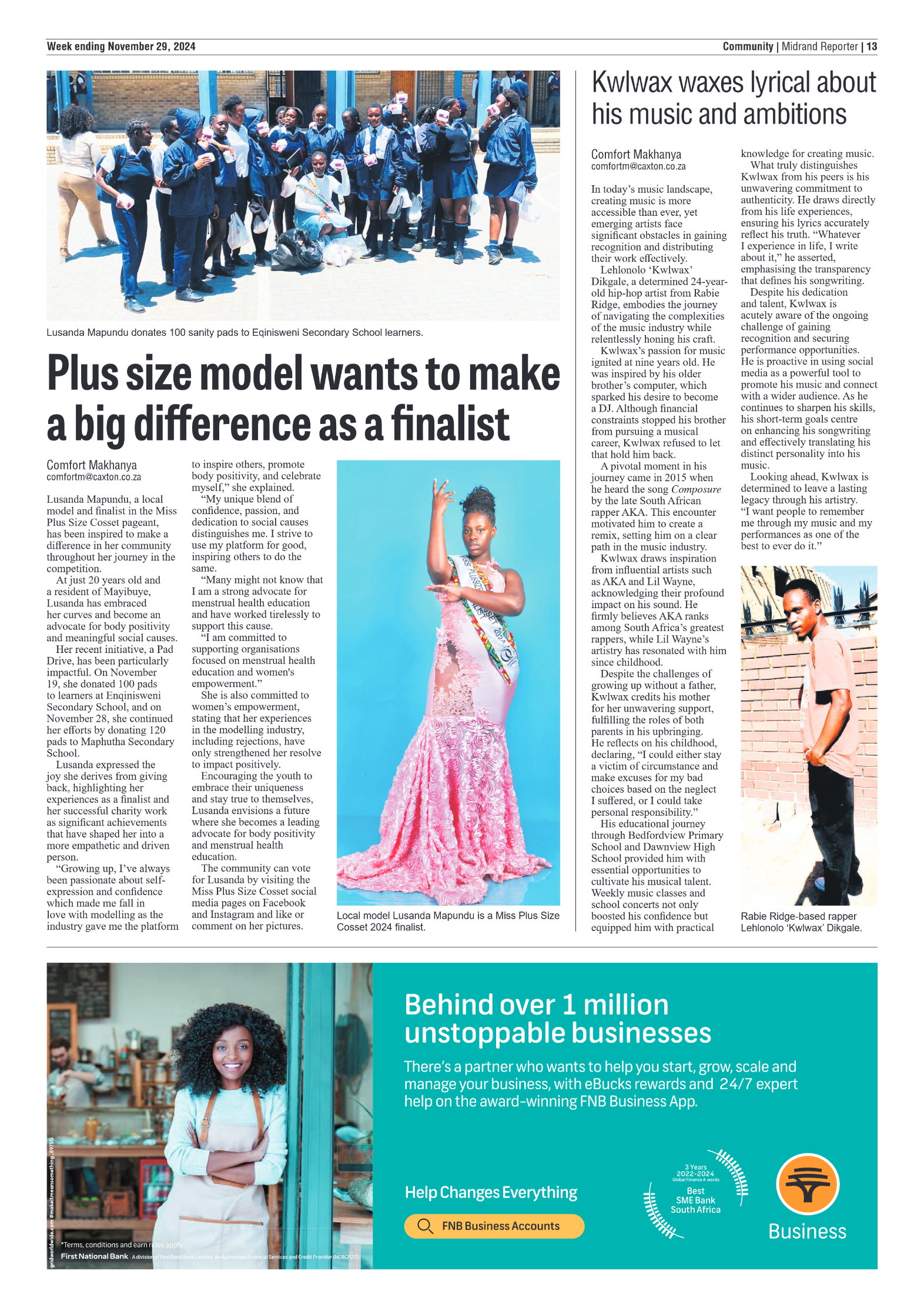 Midrand Reporter 29 November 2024 page 13