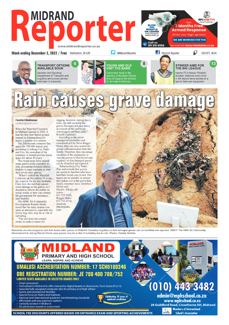 Midrand Reporter 2 December 2022 page 1