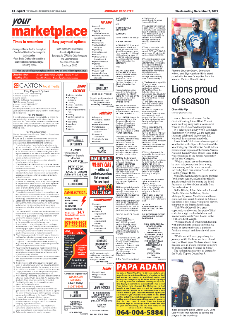 Midrand Reporter 2 December 2022 page 14