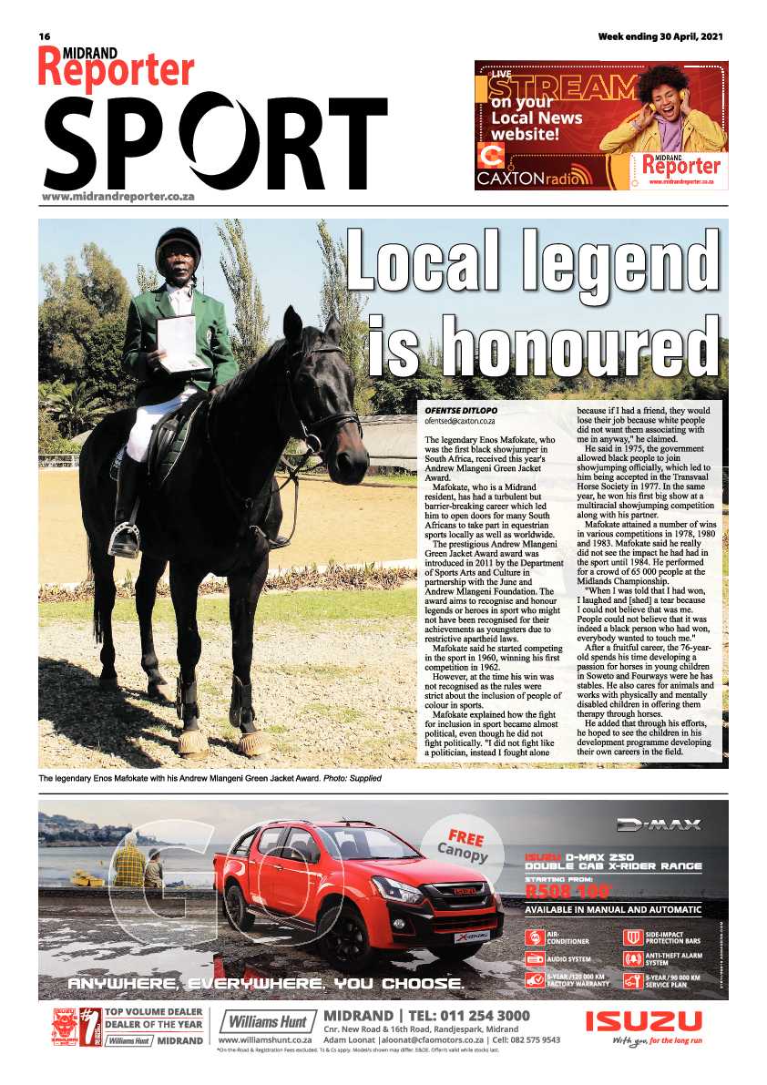 Midrand Reporter 30 April 2021 page 16